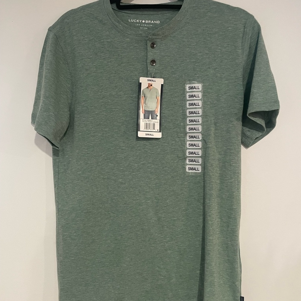 Lucky Brand Men's Green Henley Shirt Sz Small NWT